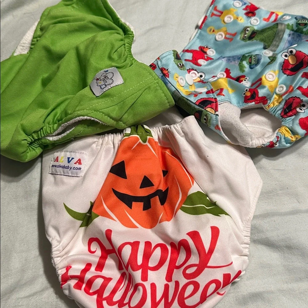 3 ALVA Cloth Diaper Cover Set - Halloween and Cartoon Prints